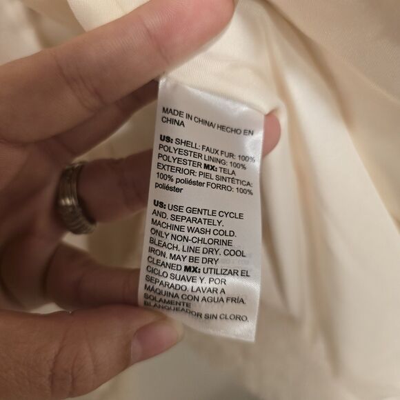 Chicos Shearling Teddy Coat Sz 3.5 US 18 English Cream White Faux Fur Peacoat - Picture 13 of 13